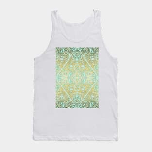 Mint & Gold Effect Diamond Doodle Pattern Tank Top